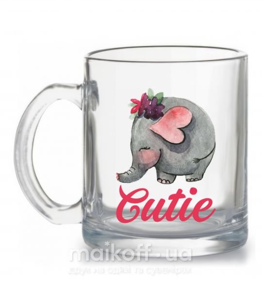 Чашка стеклянная Cutie elefant Прозрачный фото