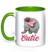 Чашка с цветной ручкой Cutie elefant Зеленый фото