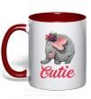 Чашка з кольоровою ручкою Cutie elefant Червоний фото