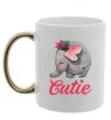 Чашка з кольоровою ручкою Cutie elefant Золото фото