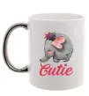 Чашка з кольоровою ручкою Cutie elefant Срібло фото