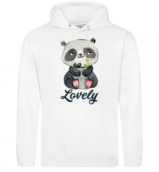 Мужская толстовка (худи) Lovely panda Белый фото
