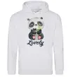 Мужская толстовка (худи) Lovely panda Серый меланж фото