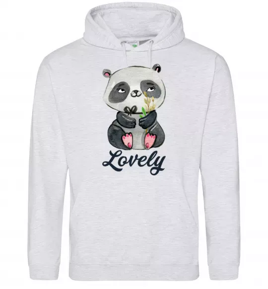 Женская толстовка (худи) Lovely panda Серый меланж фото