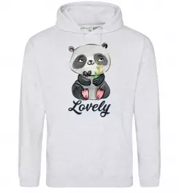 Женская толстовка (худи) Lovely panda Серый меланж фото