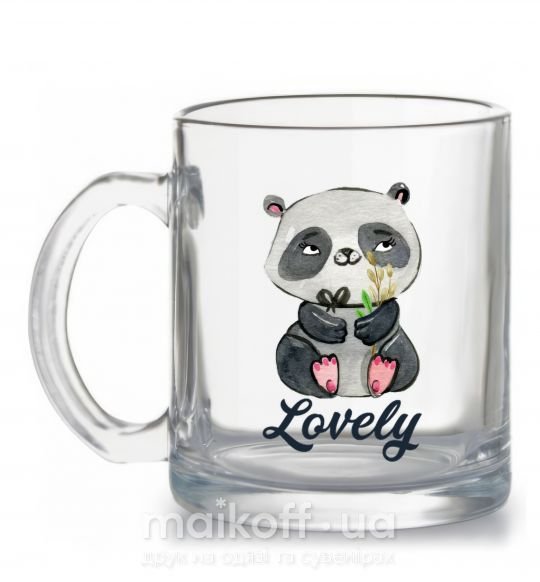 Чашка скляна Lovely panda Прозорий фото