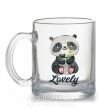 Чашка скляна Lovely panda Прозорий фото