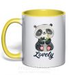 Чашка с цветной ручкой Lovely panda Солнечно желтый фото