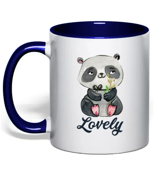 Чашка с цветной ручкой Lovely panda Глубокий темно-синий фото