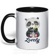 Чашка с цветной ручкой Lovely panda Черный фото