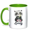 Чашка з кольоровою ручкою Lovely panda Лаймовий Чашка з кольоровою ручкою Lovely panda Лаймовий фото