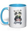 Чашка з кольоровою ручкою Lovely panda Блакитний фото