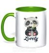 Чашка з кольоровою ручкою Lovely panda Зелений фото