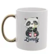 Чашка с цветной ручкой Lovely panda Золото фото