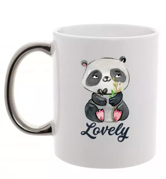 Чашка с цветной ручкой Lovely panda Серебро фото
