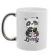 Чашка с цветной ручкой Lovely panda Серебро фото