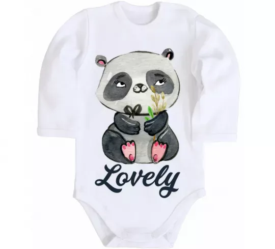 Дитячий бодік Lovely panda Білий фото