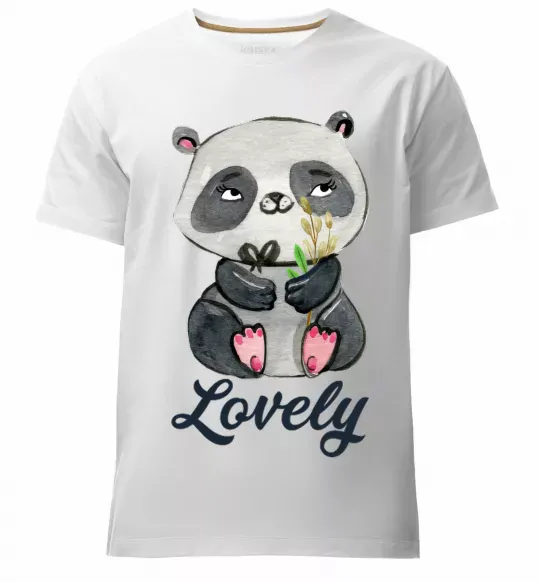 Мужская премиум футболка Lovely panda Белый фото