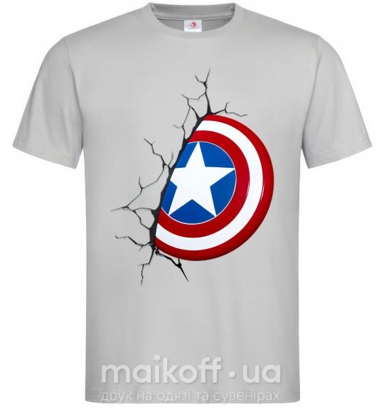 Мужская футболка Щит Капитана Америка Серый фото