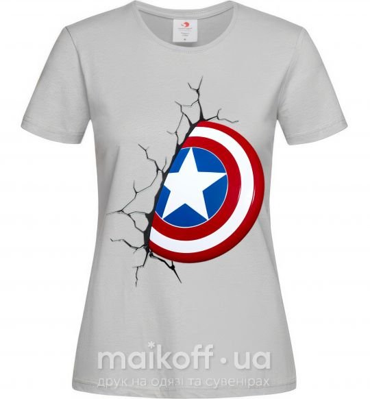 Женская футболка Щит Капитана Америка Серый фото