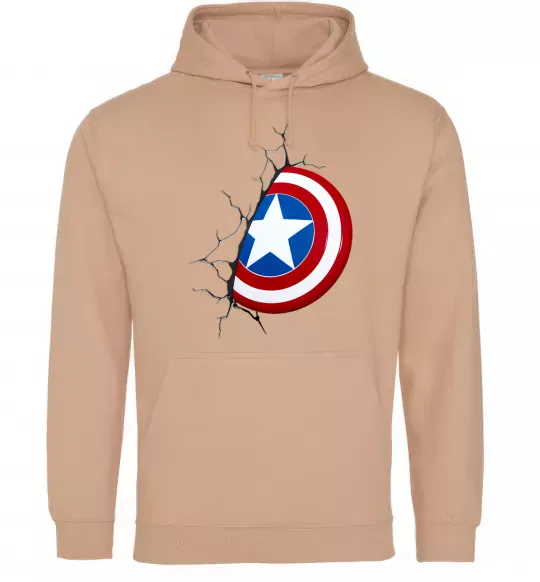 Мужская толстовка (худи) Щит Капітана Америка Песочный фото