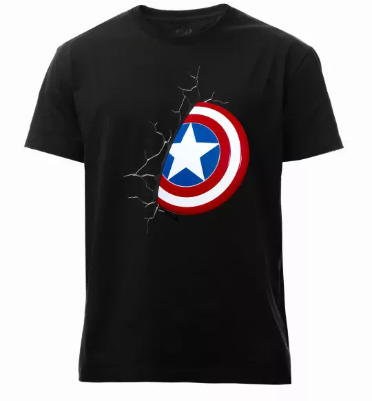 Мужская премиум футболка Щит Капітана Америка Черный фото