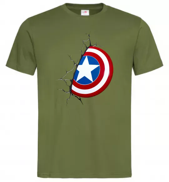 Чоловіча футболка Щит Капітана Америка Оливковий фото