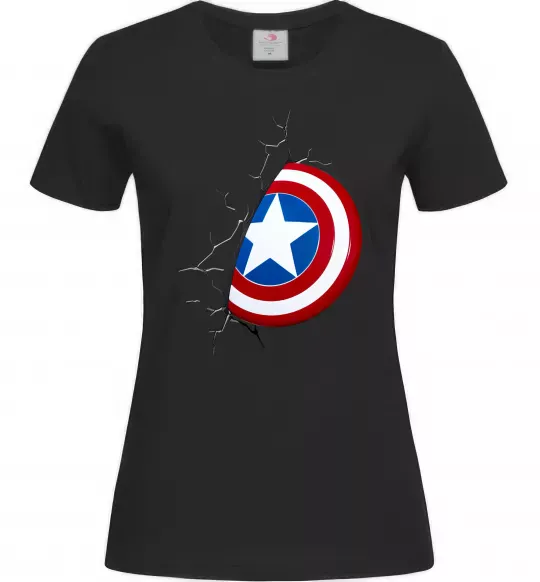 Жіноча футболка Щит Капітана Америка Чорний фото
