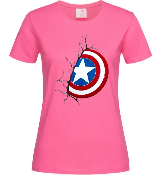 Жіноча футболка Щит Капітана Америка Яскраво-рожевий фото