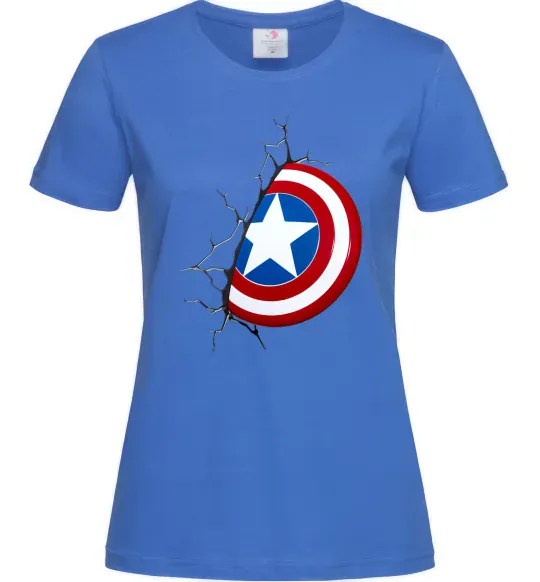 Жіноча футболка Щит Капітана Америка Яскраво-синій фото