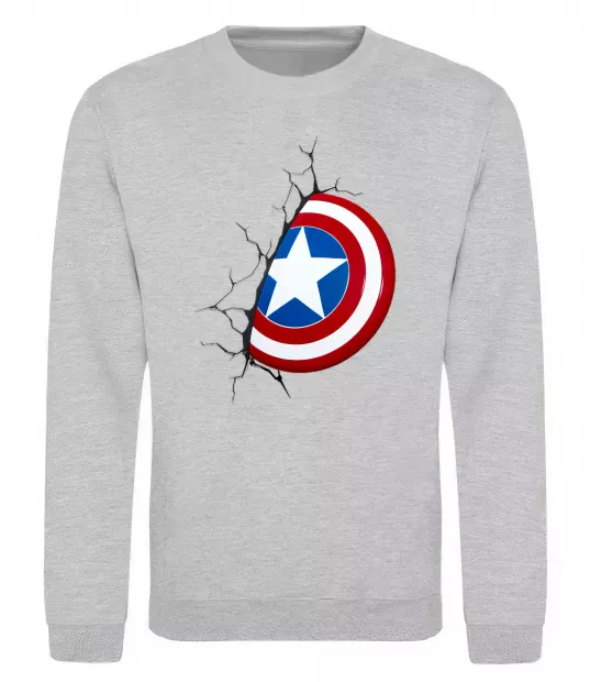Світшот Щит Капітана Америка Сірий меланж фото