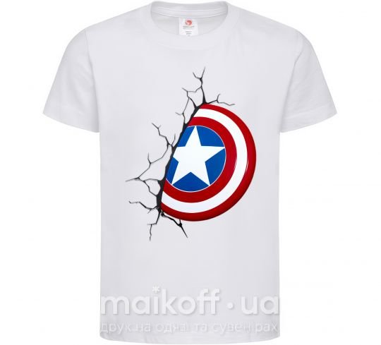 Дитяча футболка Щит Капитана Америка Білий фото
