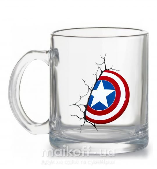 Чашка стеклянная Щит Капитана Америка Прозрачный фото
