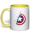 Чашка с цветной ручкой Щит Капітана Америка Солнечно желтый фото