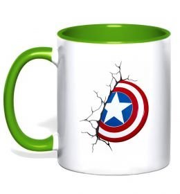 Чашка с цветной ручкой Щит Капітана Америка