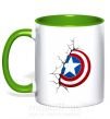 Чашка з кольоровою ручкою Щит Капитана Америка Зелений фото