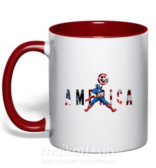 Чашка с цветной ручкой America Captain Красный фото