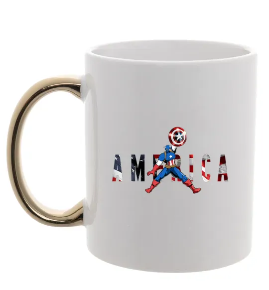 Чашка с цветной ручкой America Captain Золото фото