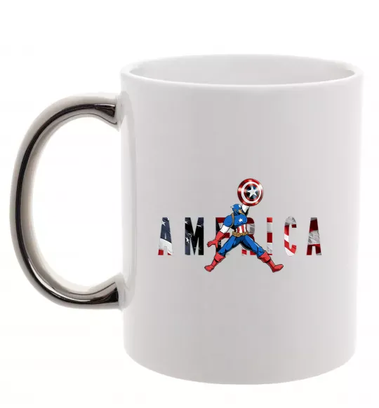 Чашка с цветной ручкой America Captain Серебро фото