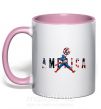 Чашка з кольоровою ручкою America Captain Ніжно рожевий фото