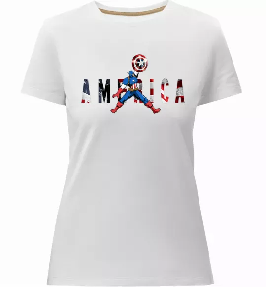 Женская премиум футболка America Captain Белый фото