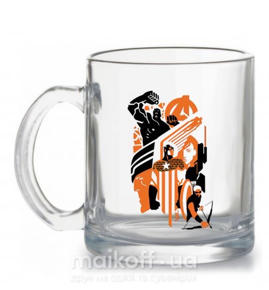 Чашка скляна Мстители оранжевый черный Прозорий фото
