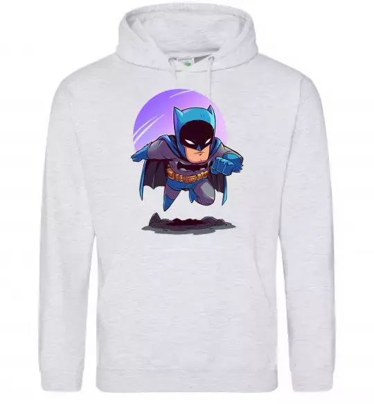 Мужская толстовка (худи) Бетмен принт Серый меланж фото