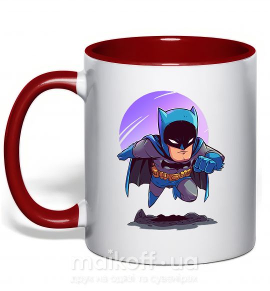 Чашка з кольоровою ручкою Бэтмен принт Червоний фото