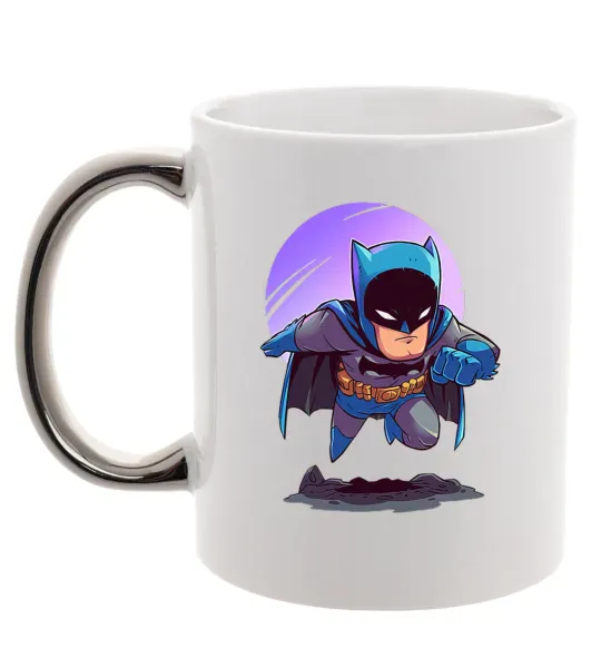 Чашка с цветной ручкой Бетмен принт Серебро фото