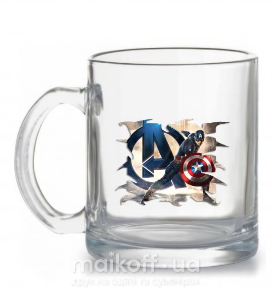 Чашка стеклянная Капитан Америка Мстители Прозрачный фото