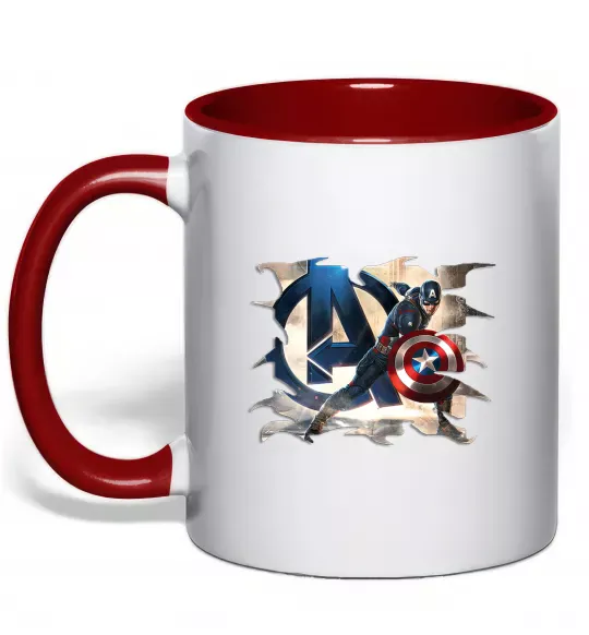 Чашка с цветной ручкой Капітан Америка Месники Красный фото