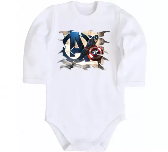 Детский боди Капітан Америка Месники Белый фото