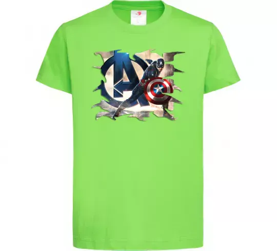 Детская футболка Капітан Америка Месники Лаймовый фото