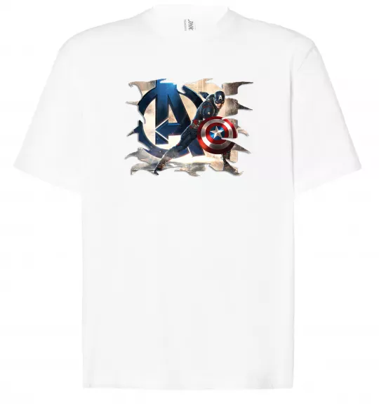 Футболка Оверсайз Капітан Америка Месники Білий фото